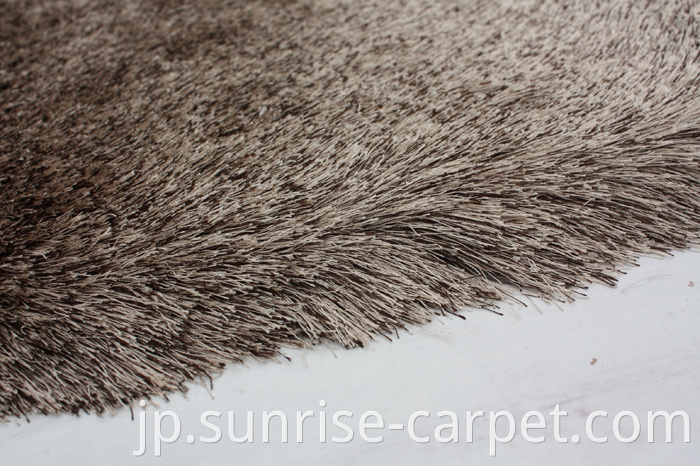 Thin Polyester Shaggy Rug Brown Color Mix